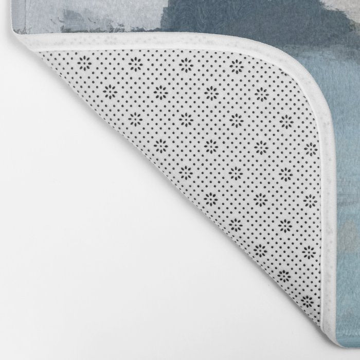 Almost Home - Navy & Baby Blue Abstract Ocean Nature Art Coastal Painting Bath Mat Gallery Image 2