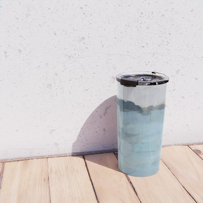 Almost Home - Navy & Baby Blue Abstract Ocean Nature Art Coastal Painting Travel Mug Gallery Image 4