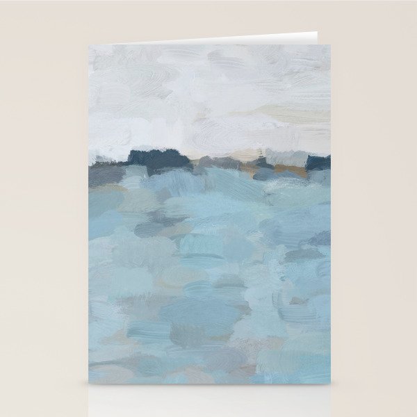 Almost Home - Navy & Baby Blue Abstract Ocean Nature Art Coastal Painting Stationery Card Gallery Image 2
