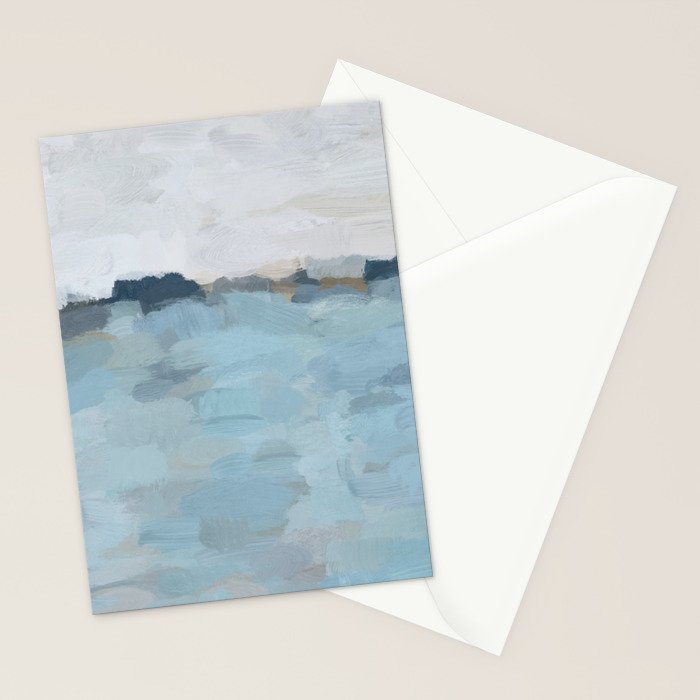 Almost Home - Navy & Baby Blue Abstract Ocean Nature Art Coastal Painting Stationery Card Gallery Image 2