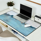 Almost Home - Navy & Baby Blue Abstract Ocean Nature Art Coastal Painting Desk Mat Gallery Image 2
