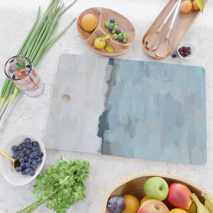 Almost Home - Navy & Baby Blue Abstract Ocean Nature Art Coastal Painting Cutting Board Gallery Image 2