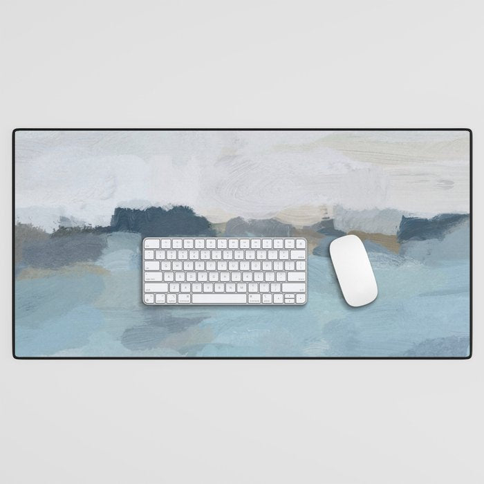 Almost Home - Navy & Baby Blue Abstract Ocean Nature Art Coastal Painting Desk Mat Gallery Image 1