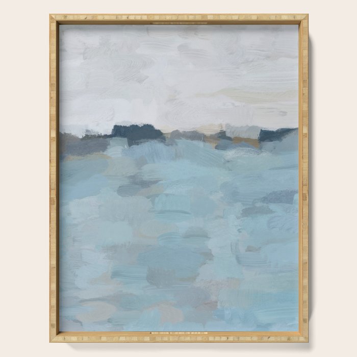 Almost Home - Navy & Baby Blue Abstract Ocean Nature Art Coastal Painting Serving Tray Gallery Image 1