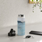 Almost Home - Navy & Baby Blue Abstract Ocean Nature Art Coastal Painting Water Bottle Gallery Image 4
