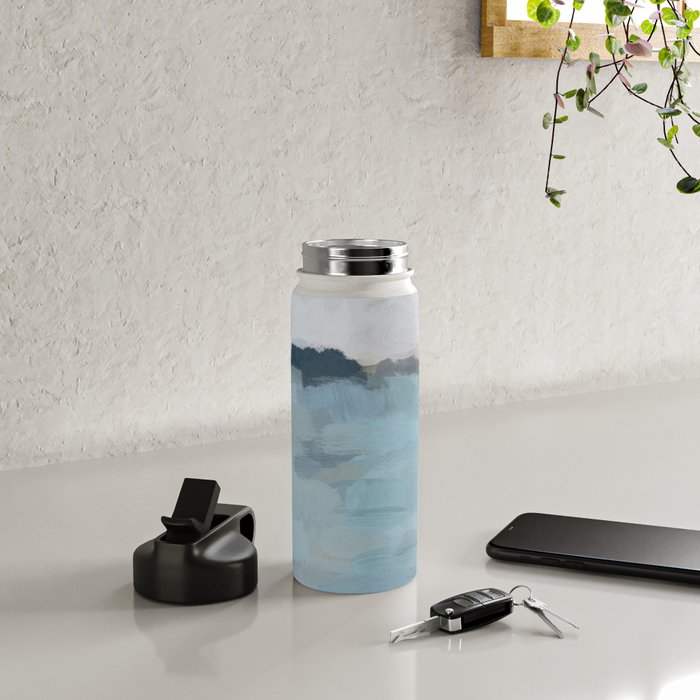 Almost Home - Navy & Baby Blue Abstract Ocean Nature Art Coastal Painting Water Bottle Gallery Image 4