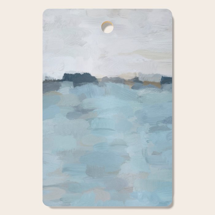 Almost Home - Navy & Baby Blue Abstract Ocean Nature Art Coastal Painting Cutting Board Gallery Image 1