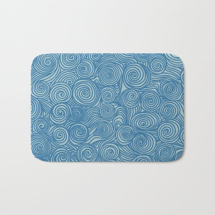 Flowing Blue Spiral Pattern Bath Mat Gallery Image 1