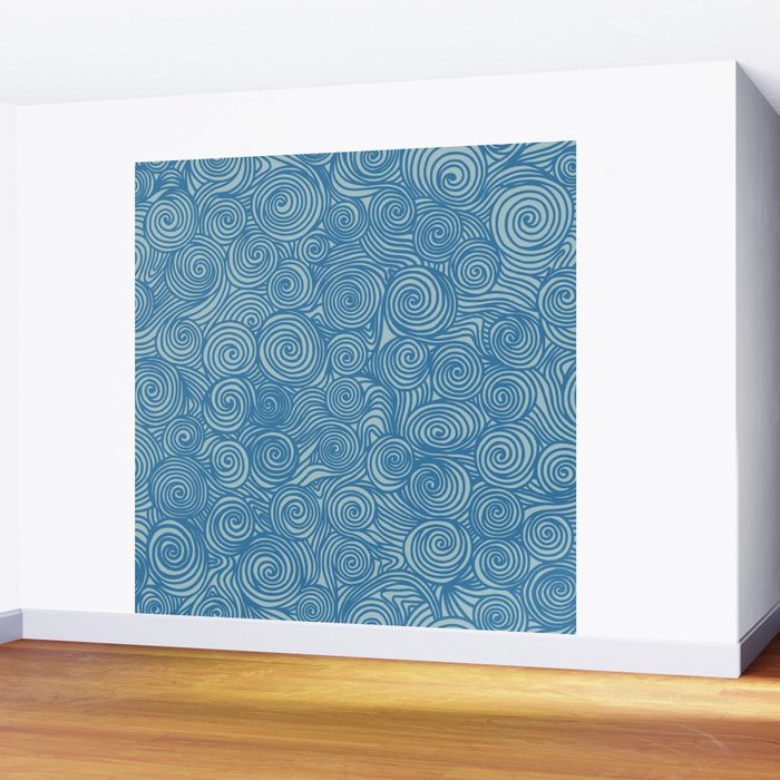 Flowing Blue Spiral Pattern Wall Mural Gallery Image 2
