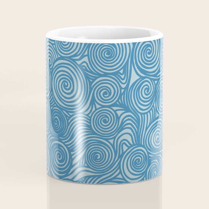 Flowing Blue Spiral Pattern Coffee Mug Gallery Image 4