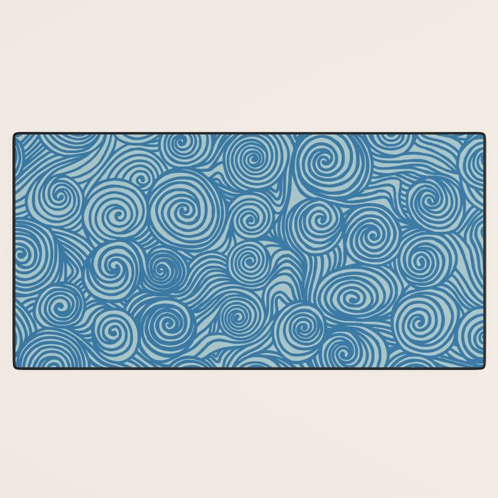 Flowing Blue Spiral Pattern Desk Mat Gallery Image 3