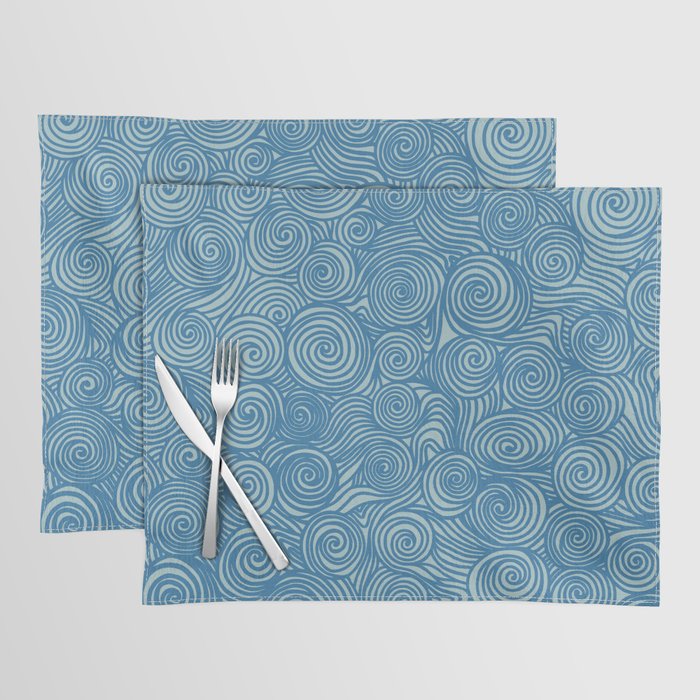 Flowing Blue Spiral Pattern Placemat Gallery Image 1