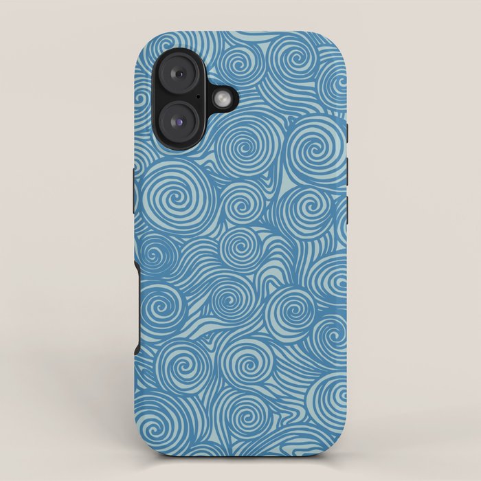 Flowing Blue Spiral Pattern iPhone Case