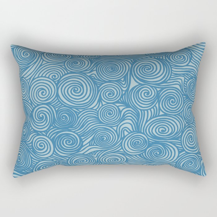 Flowing Blue Spiral Pattern Rectangular Pillow Gallery Image 1