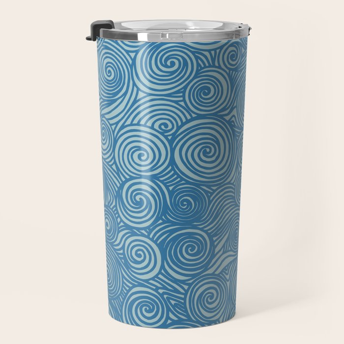 Flowing Blue Spiral Pattern Travel Mug Gallery Image 3
