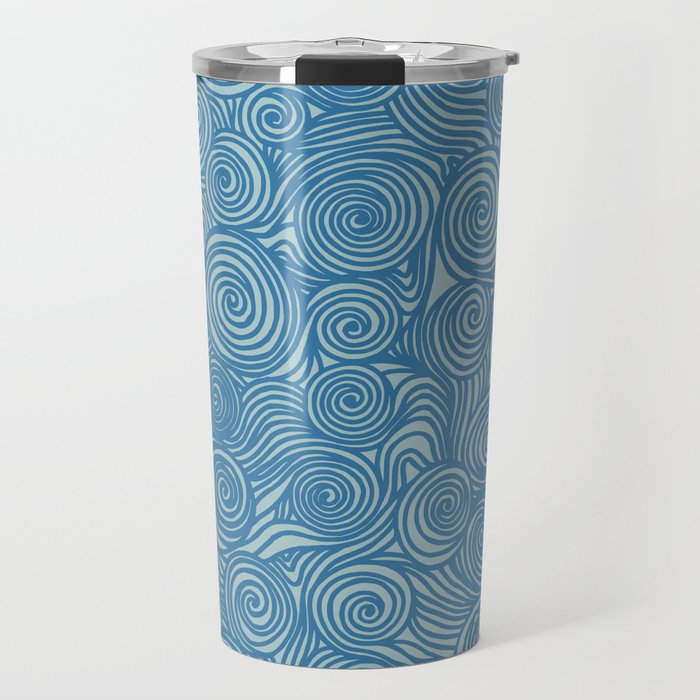 Flowing Blue Spiral Pattern Travel Mug Gallery Image 1