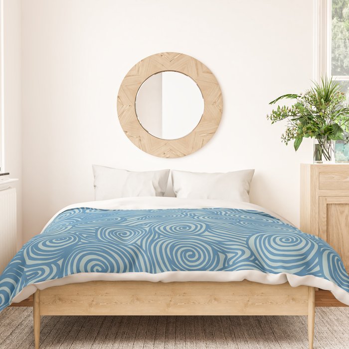 Flowing Blue Spiral Pattern Duvet Cover Gallery Image 3