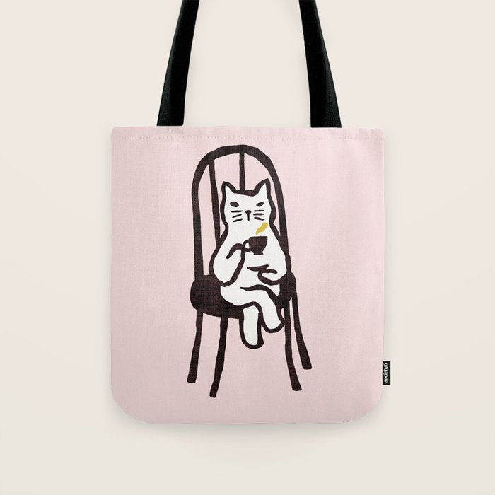 Tea time with cat Tote Bag Gallery Image 1