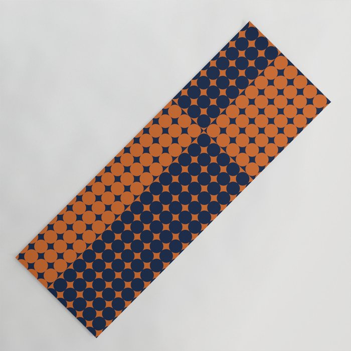 Abstraction Shapes 30 in vintage Orange and Navy Blue Yoga Mat Gallery Image 1