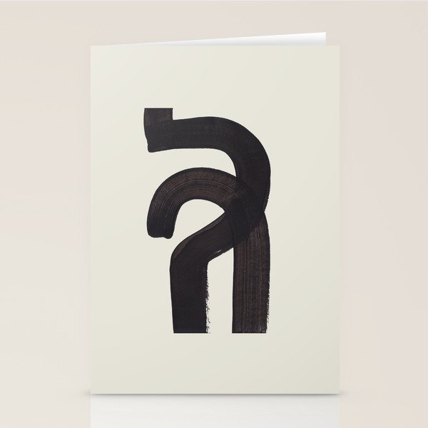 Black & White Minimalist Abstract Shapes Patterns Black Ink Painting Stationery Card Gallery Image 2