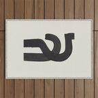 Black & White Minimalist Abstract Shapes Patterns Black Ink Painting Outdoor Rug Gallery Image 1