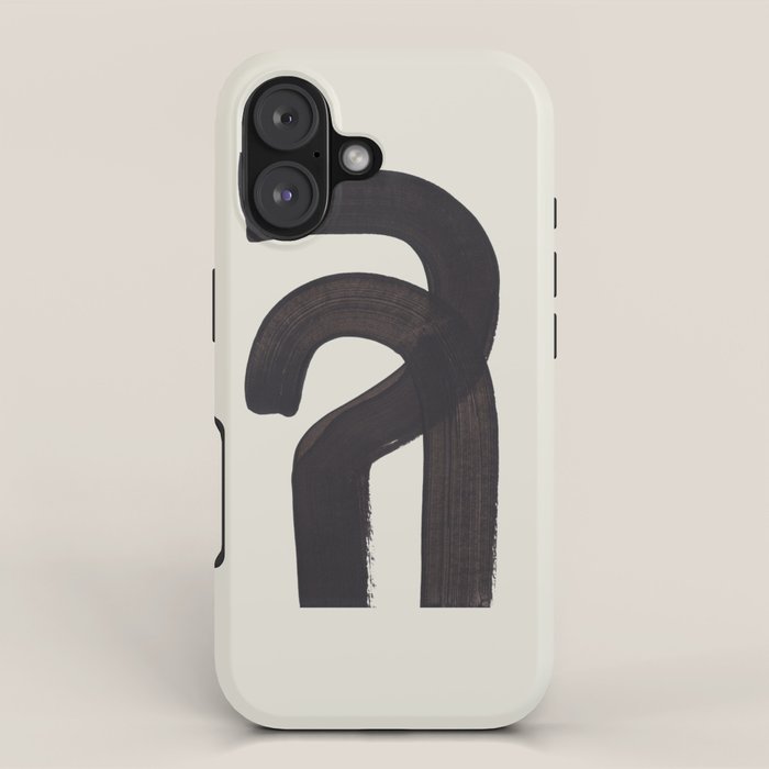 Black & White Minimalist Abstract Shapes Patterns Black Ink Painting iPhone Case Gallery Image 1