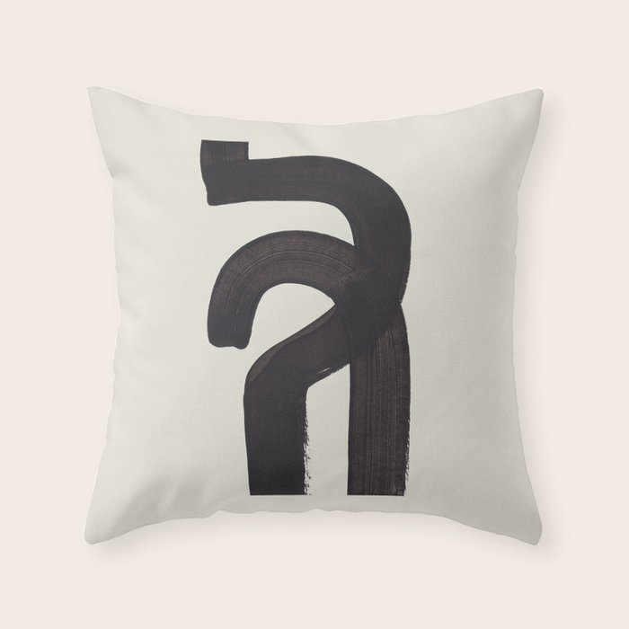 Black & White Minimalist Abstract Shapes Patterns Black Ink Painting Throw Pillow Gallery Image 6