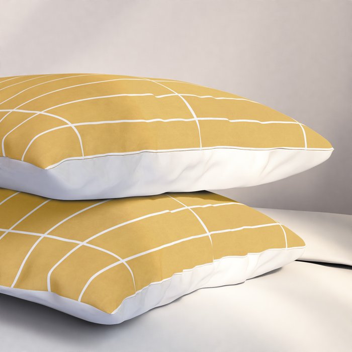 Rectangular Grid Pattern - Mustard Yellow Pillow Sham Gallery Image 3