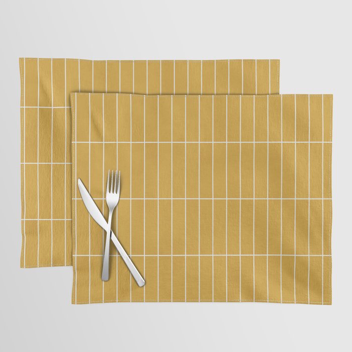 Rectangular Grid Pattern - Mustard Yellow Placemat Gallery Image 1