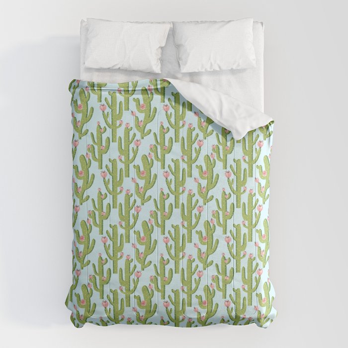 Summer Cactus #illustration #cactus Comforter Gallery Image 1