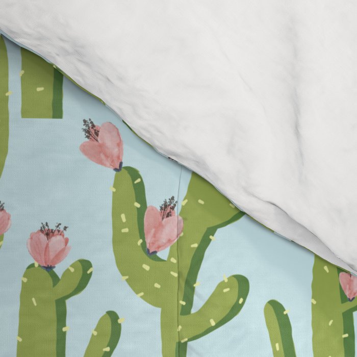 Summer Cactus #illustration #cactus Comforter Gallery Image 4