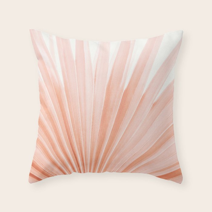 Blush Pink Fan Palm Throw Pillow Gallery Image 1