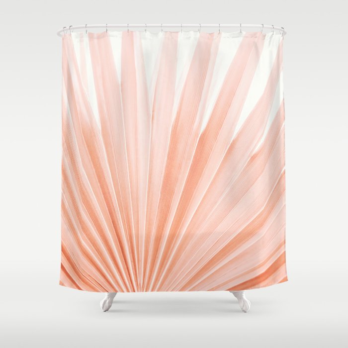 Blush Pink Fan Palm Shower Curtain Gallery Image 1