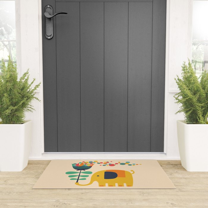 Elephant with giant flower Welcome Mat Gallery Image 3