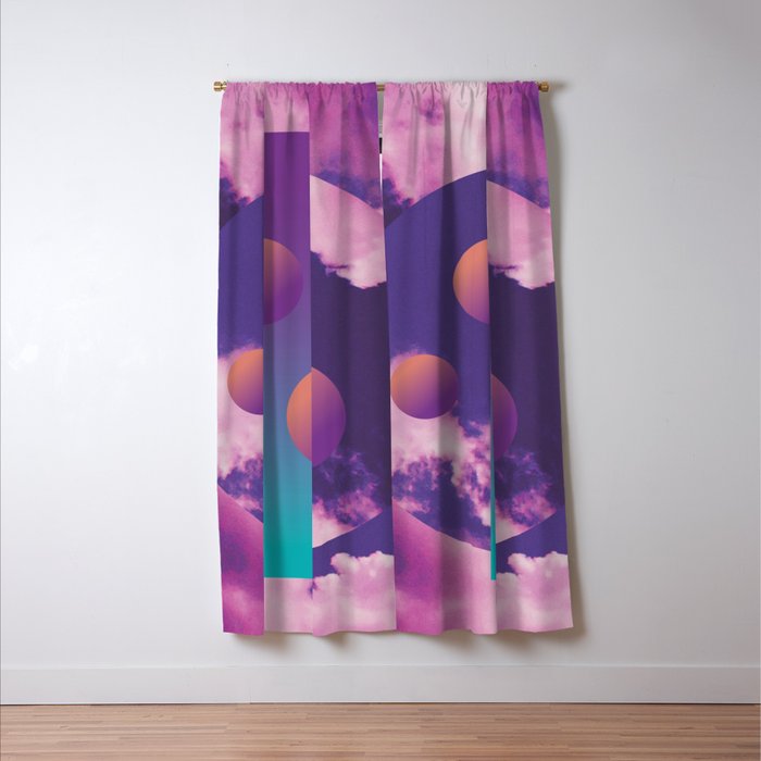 Vaporwave sky 3 / Circles / 80s / 90s / aesthetic Window Curtain Gallery Image 3