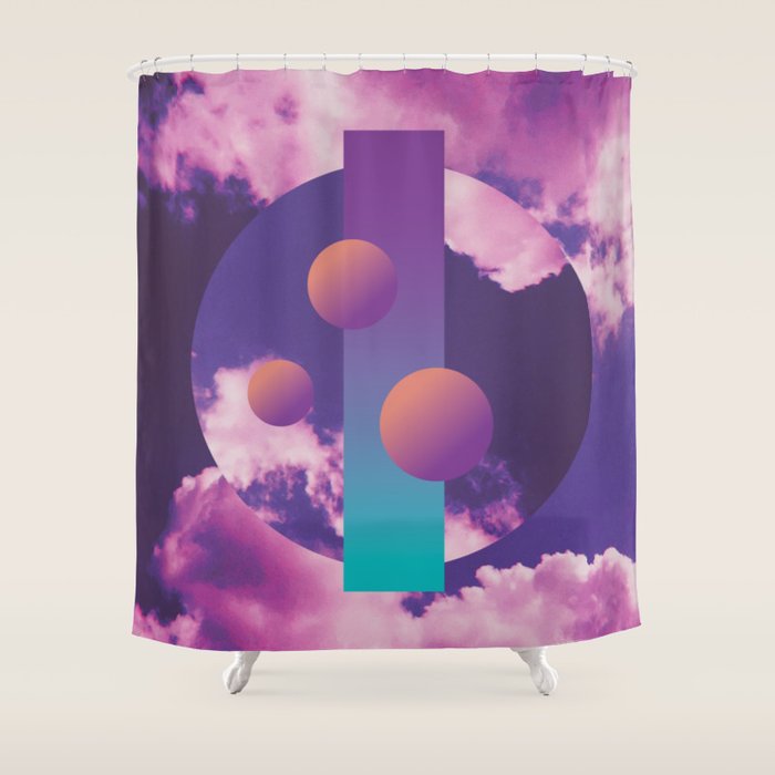 Vaporwave sky 3 / Circles / 80s / 90s / aesthetic Shower Curtain Gallery Image 1