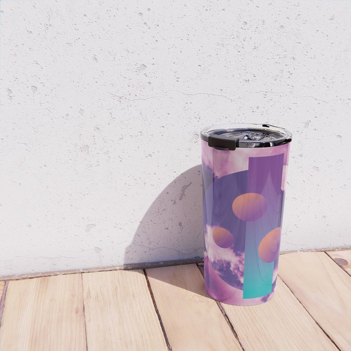Vaporwave sky 3 / Circles / 80s / 90s / aesthetic Travel Mug Gallery Image 4