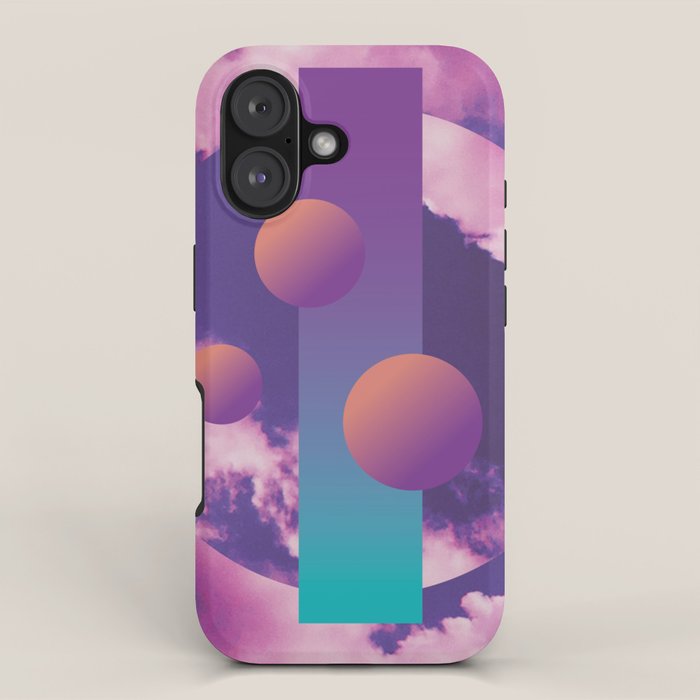 Vaporwave sky 3 / Circles / 80s / 90s / aesthetic iPhone Case Gallery Image 1