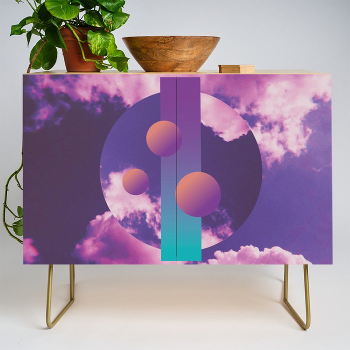 Vaporwave sky 3 / Circles / 80s / 90s / aesthetic Credenza Gallery Image 1