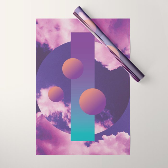 Vaporwave sky 3 / Circles / 80s / 90s / aesthetic Wrapping Paper Gallery Image 1