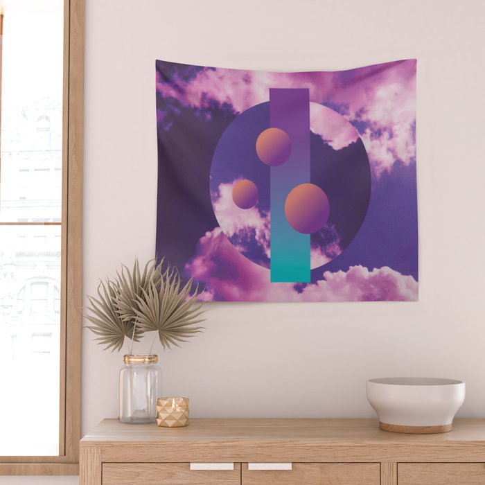 Vaporwave sky 3 / Circles / 80s / 90s / aesthetic Wall Tapestry Gallery Image 2