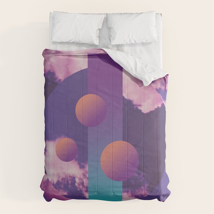 Vaporwave sky 3 / Circles / 80s / 90s / aesthetic Comforter Gallery Image 6