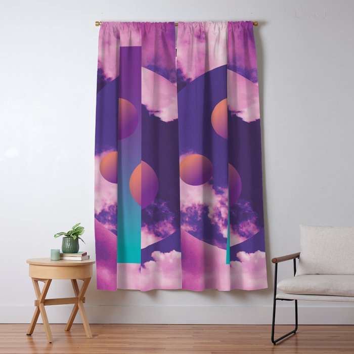 Vaporwave sky 3 / Circles / 80s / 90s / aesthetic Window Curtain Gallery Image 5
