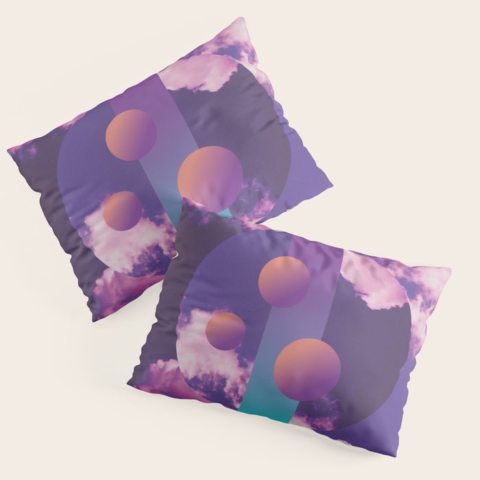 Vaporwave sky 3 / Circles / 80s / 90s / aesthetic Pillow Sham Gallery Image 3