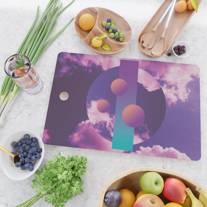 Vaporwave sky 3 / Circles / 80s / 90s / aesthetic Cutting Board Gallery Image 2