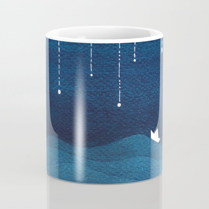 Falling stars, blue, sailboat, ocean Coffee Mug Gallery Image 4