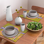 Retro Sunflower & Rainbow in Green & Pink Placemat Gallery Image 2