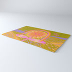 Retro Sunflower & Rainbow in Green & Pink Rug Gallery Image 3