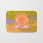Retro Sunflower & Rainbow in Green & Pink Bath Mat Gallery Image 1