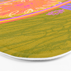Retro Sunflower & Rainbow in Green & Pink Bath Mat Gallery Image 3